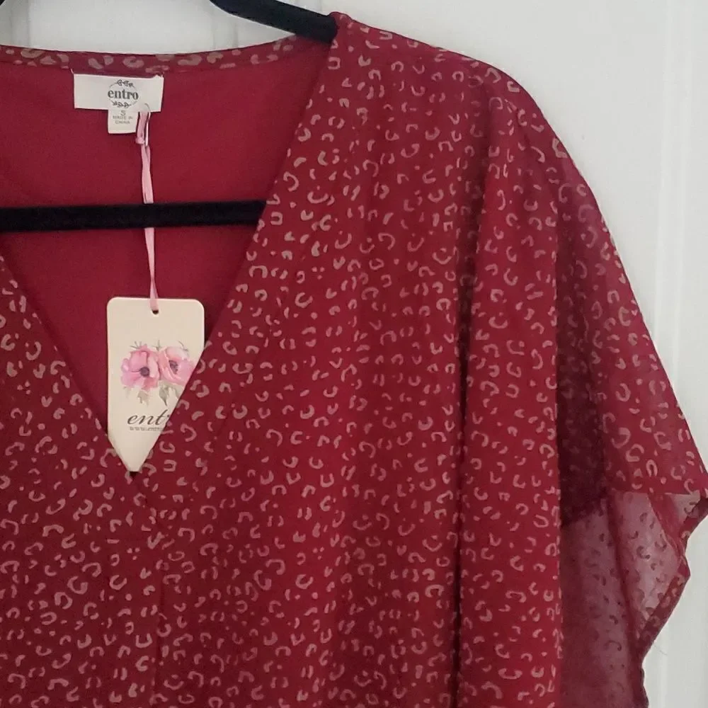 Entro Maroon Animal Print Dress - Picture 2 of 7